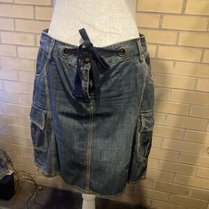 Merona Denim Mini Skirt with Navy Tie